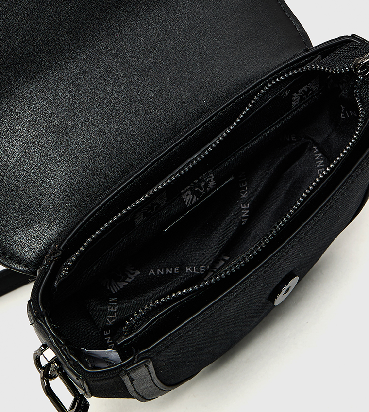 Contrast Trim Flap Crossbody Bag