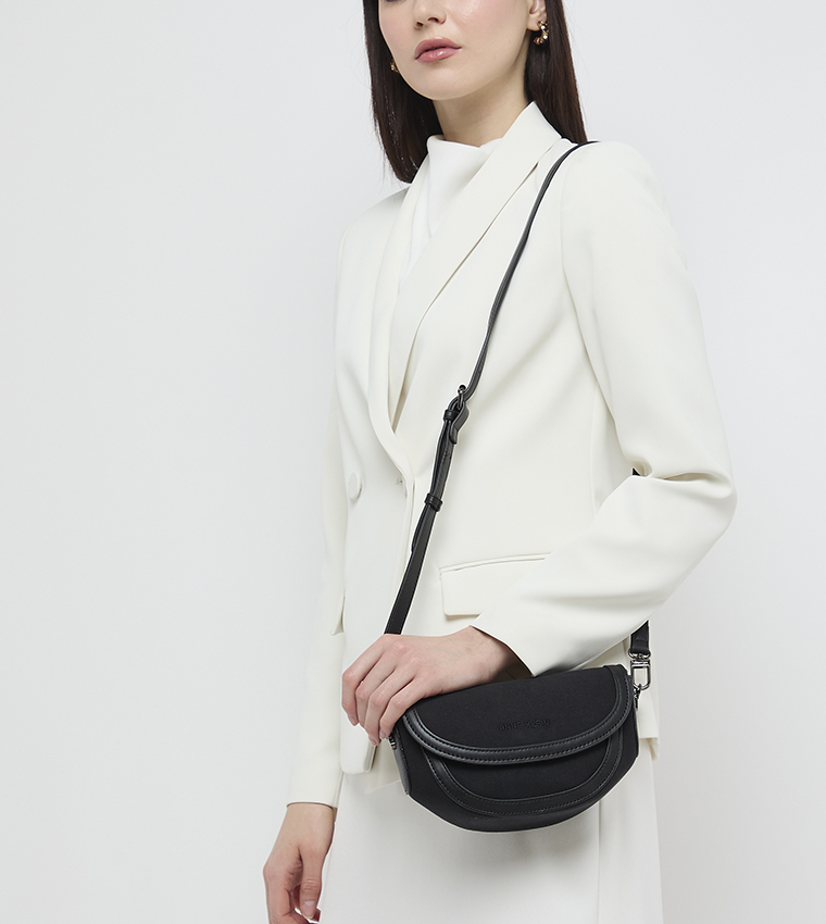 Contrast Trim Flap Crossbody Bag