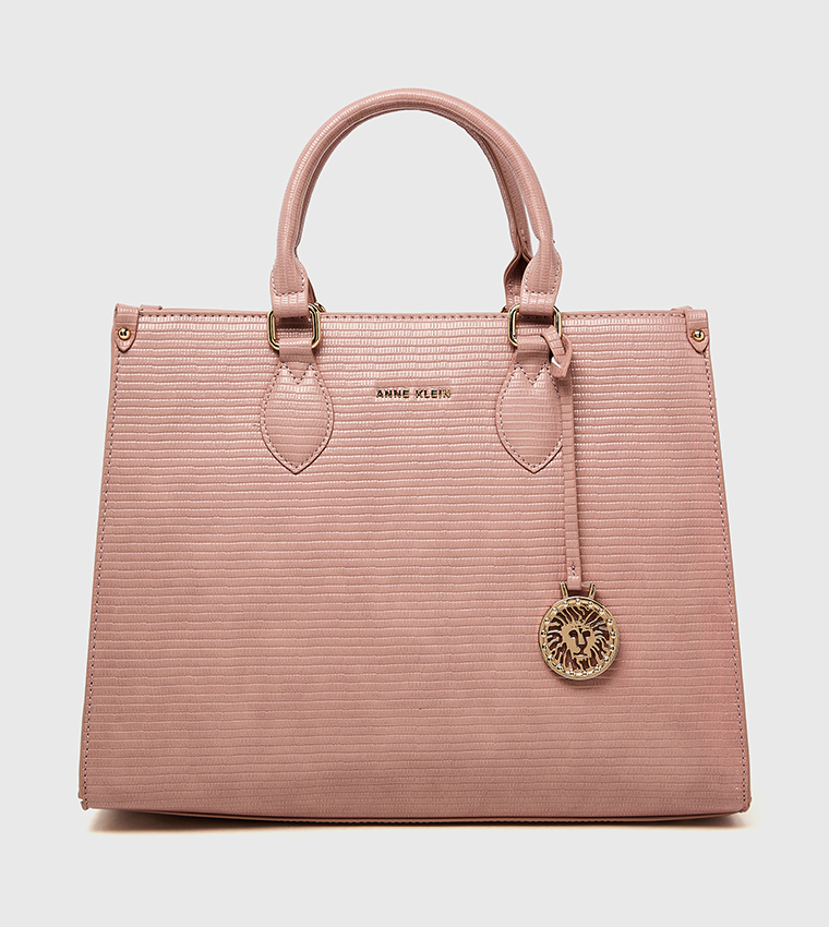 Croc Textured Zippered Satchel Bag