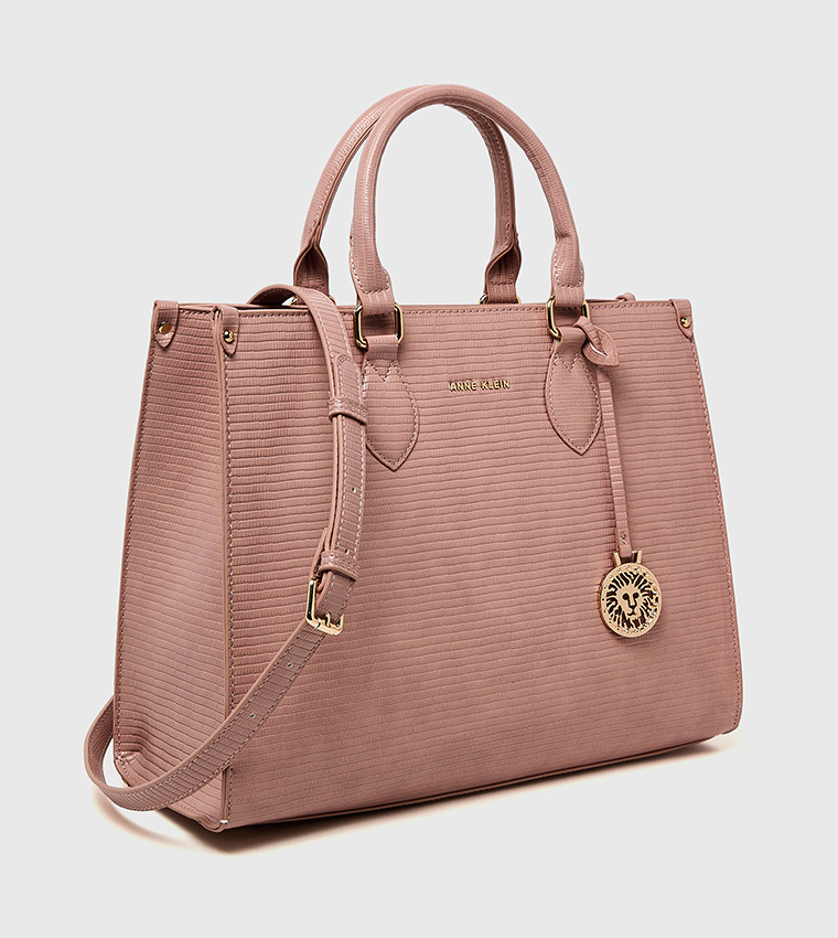 Croc Textured Zippered Satchel Bag