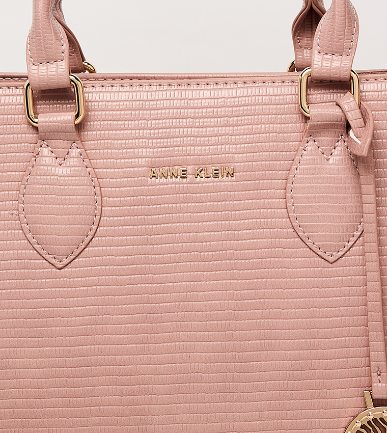 Croc Textured Zippered Satchel Bag