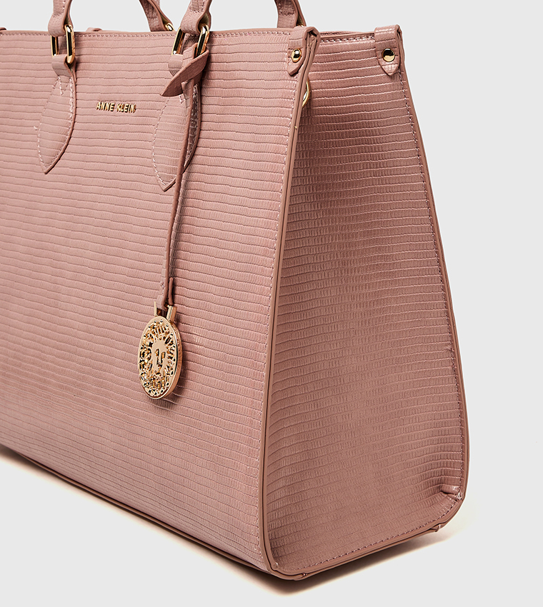 Croc Textured Zippered Satchel Bag