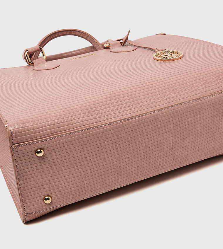 Croc Textured Zippered Satchel Bag