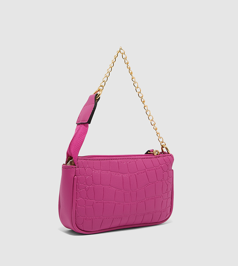 Buy HIS & HERS Textured Chain Accent Shoulder Bag In Pink | 6thStreet UAE