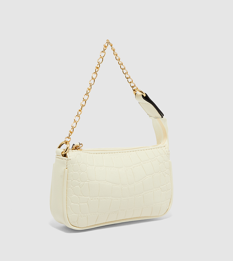 Buy HIS & HERS Textured Chain Accent Shoulder Bag In White | 6thStreet UAE