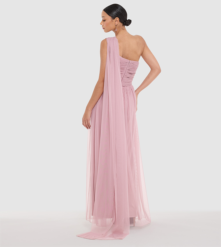 Embellished One Shoulder Maxi Dress