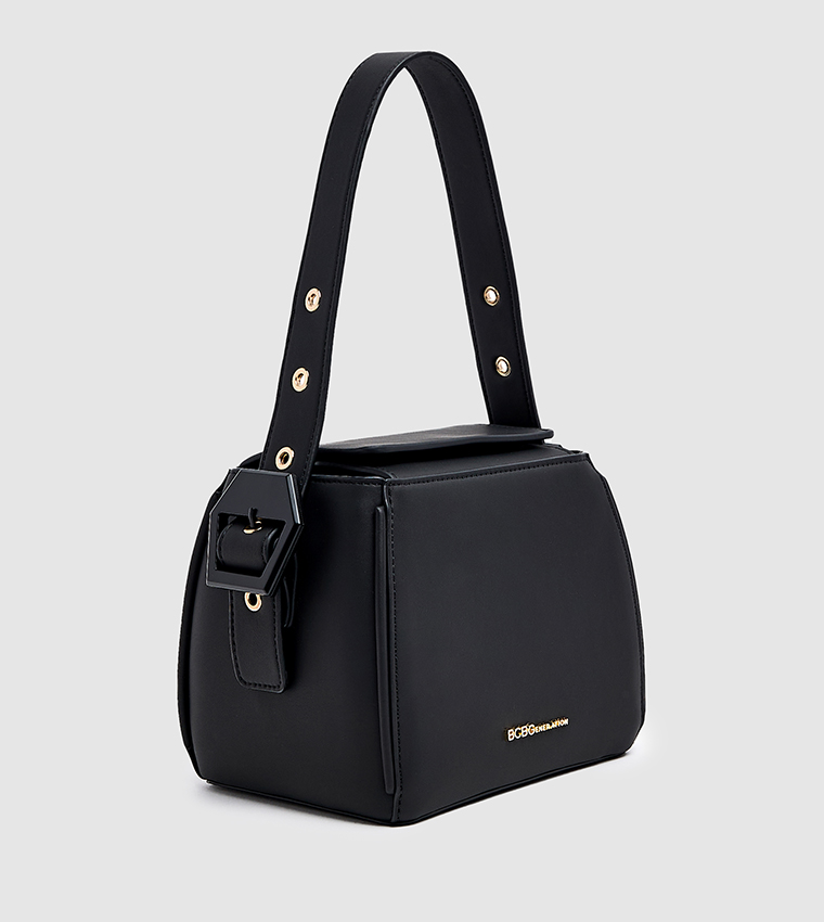 Logo Detail Genuine Leather Shoulder Bag