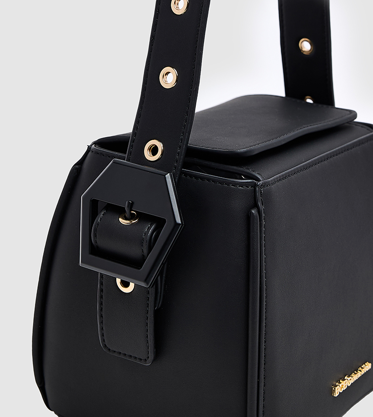 Logo Detail Genuine Leather Shoulder Bag