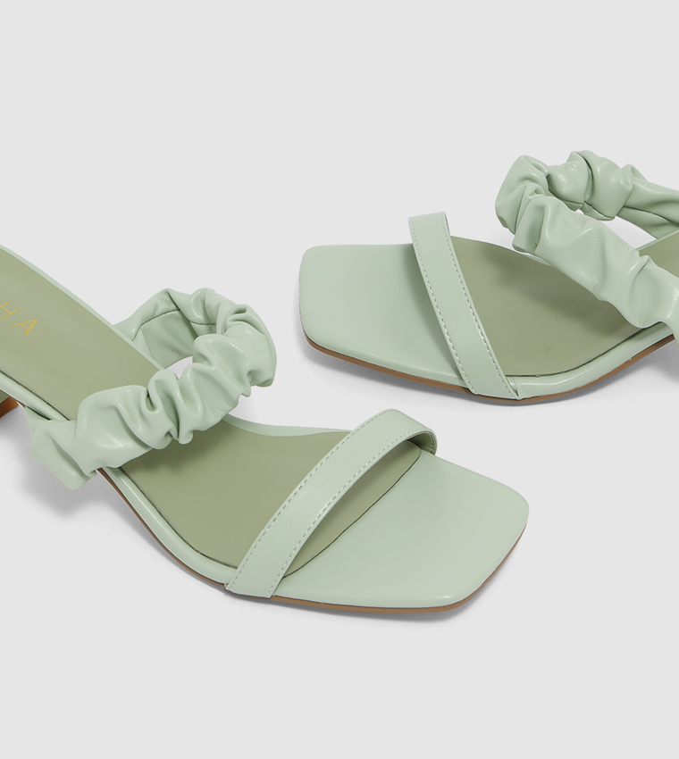 Square Toe Mid Heel Sandals