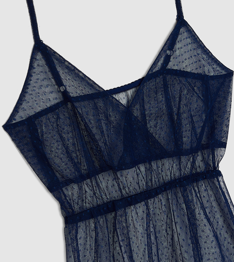 Buy HIS & HERS Sheer Lace Babydoll In Blue