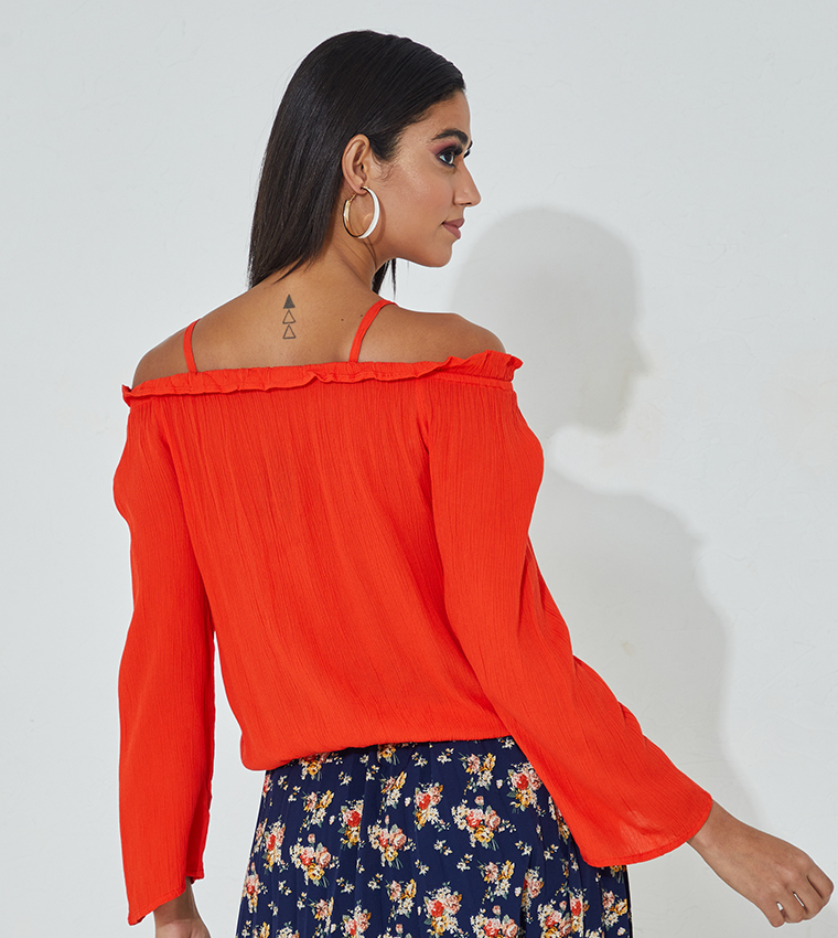 Cold Shoulder Flare Sleeve Top