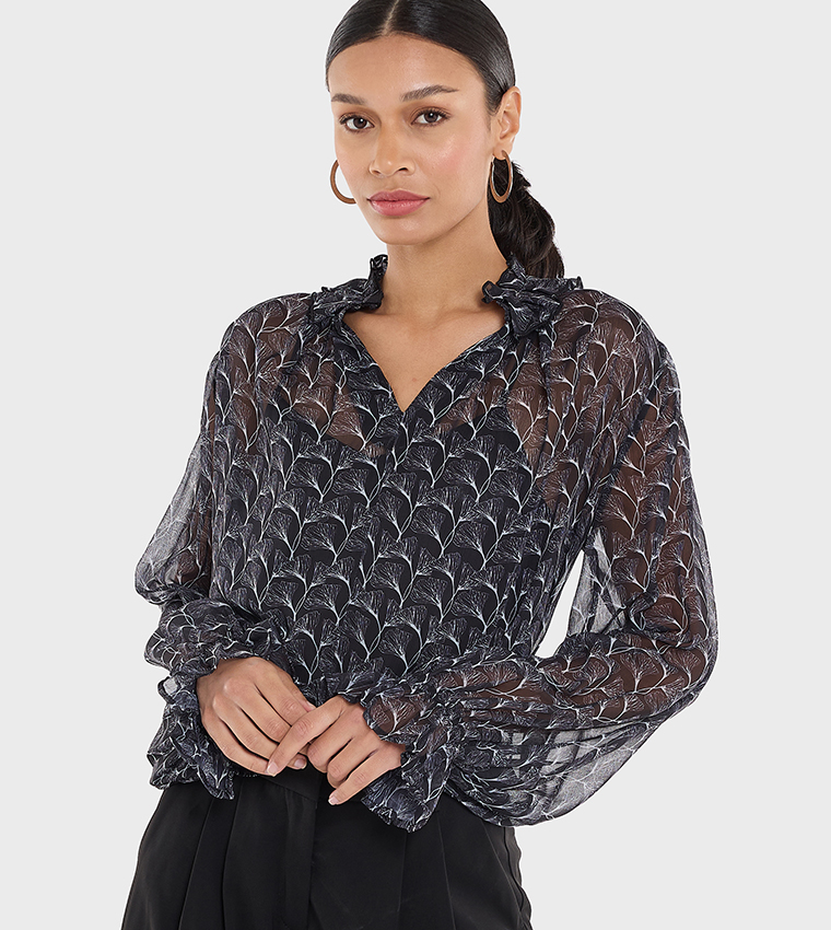 Patterned Long Sleeves Top