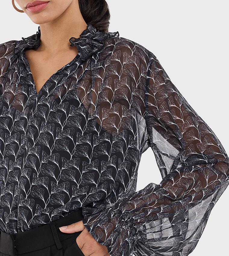 Patterned Long Sleeves Top