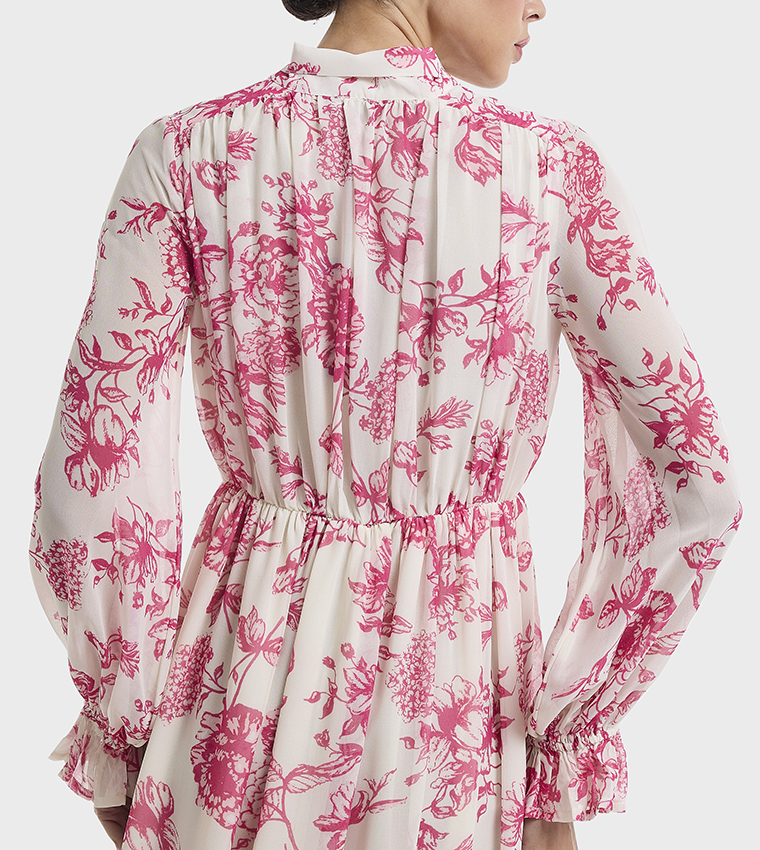 Patterned Tie-Up Neck Maxi Dress