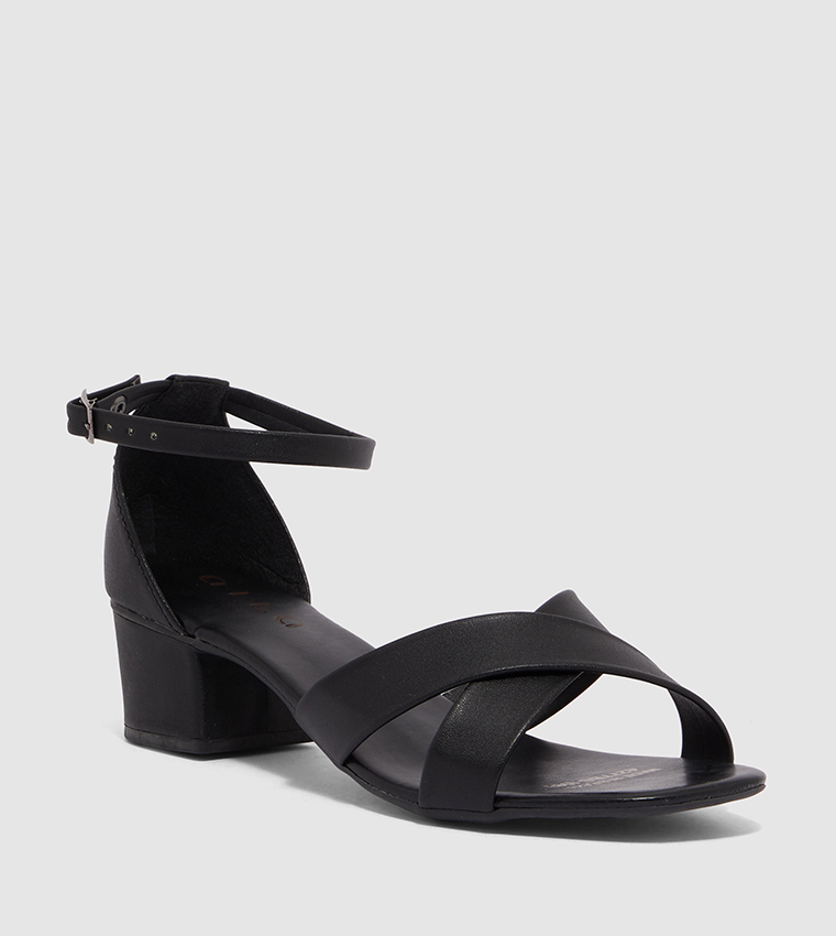 Buy HIS & HERS Cross Strap Block Heel Sandals In Black | 6thStreet UAE