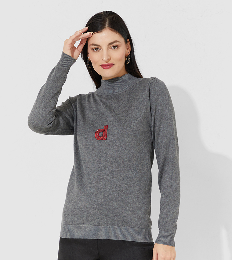 Embellished turtleneck sweater hotsell