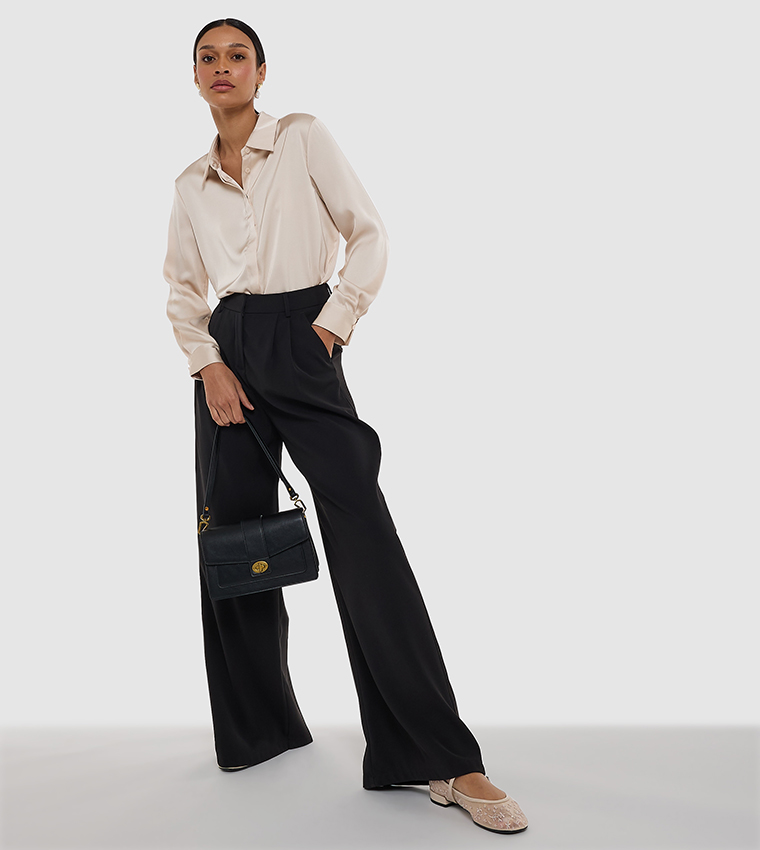Solid Long Sleeves Satin Shirt