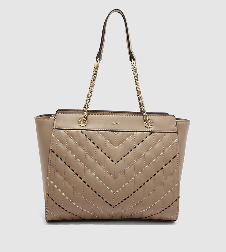 DKNY Beige Dun Leather Shoulder Bag 