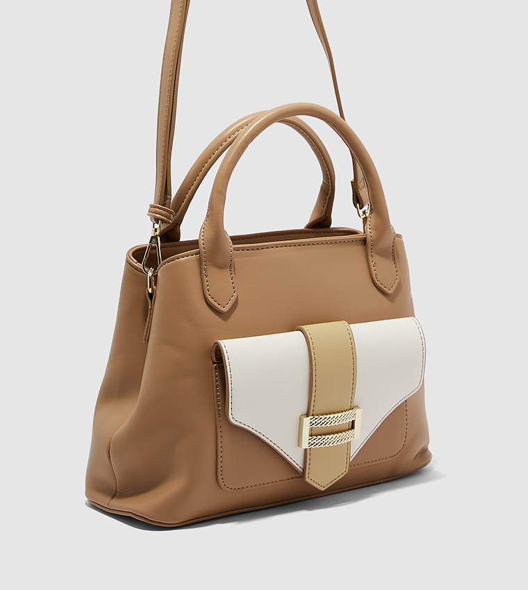 Buy ZAHA CCC Zip Closure Shoulder Bag In Brown 6thStreet UAE