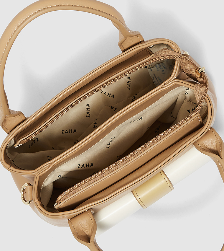 Buy ZAHA CCC Zip Closure Shoulder Bag In Brown 6thStreet UAE