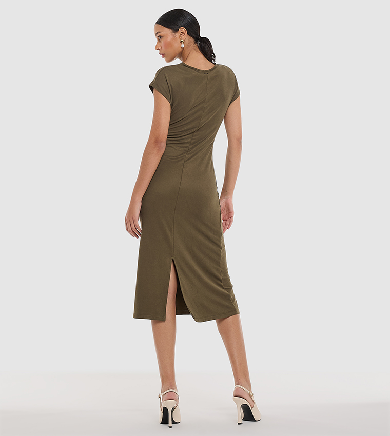 Tie Front Short Sleeves Sheath Dress