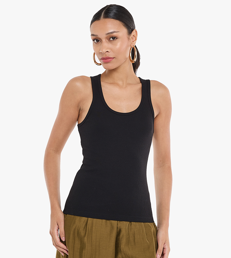 Ribbed Scoop Neck Tank Top