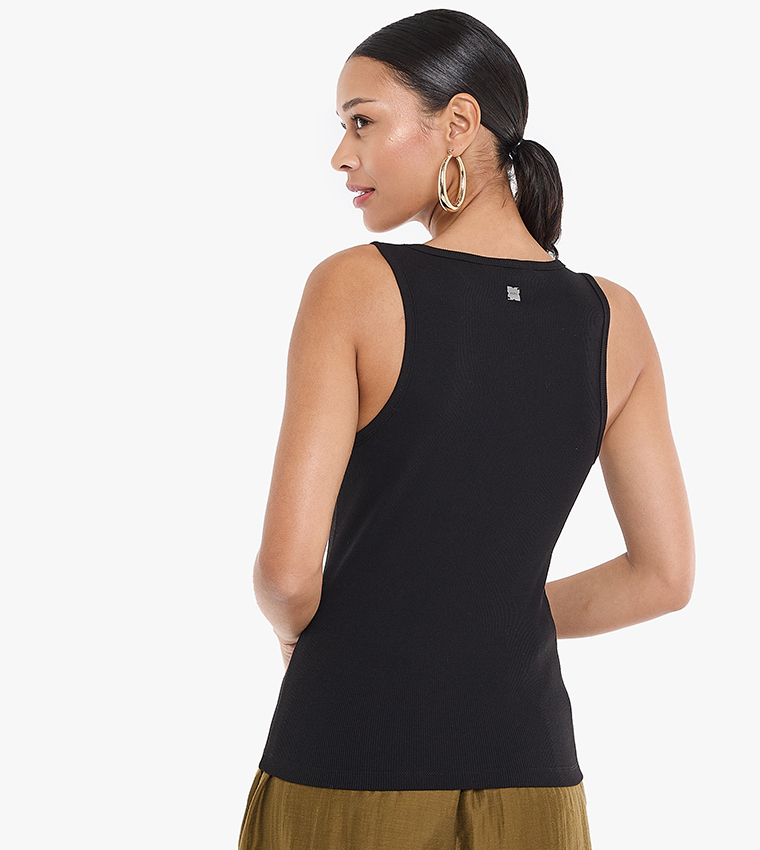 Ribbed Scoop Neck Tank Top