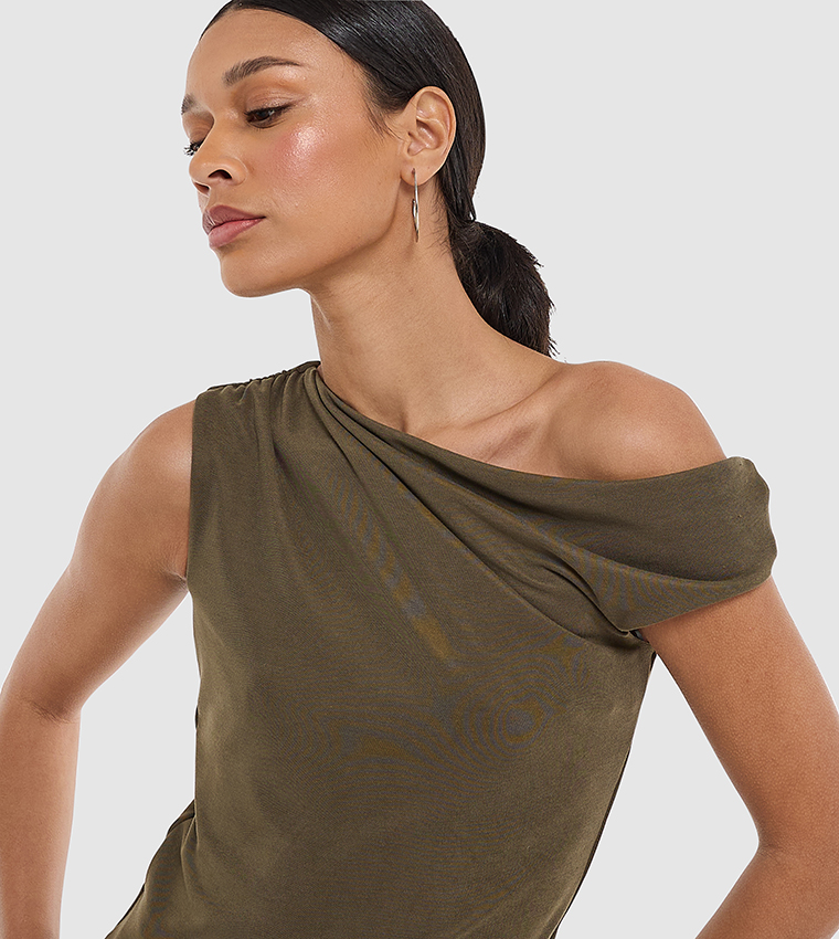 Draped Asymmetric Neck Top
