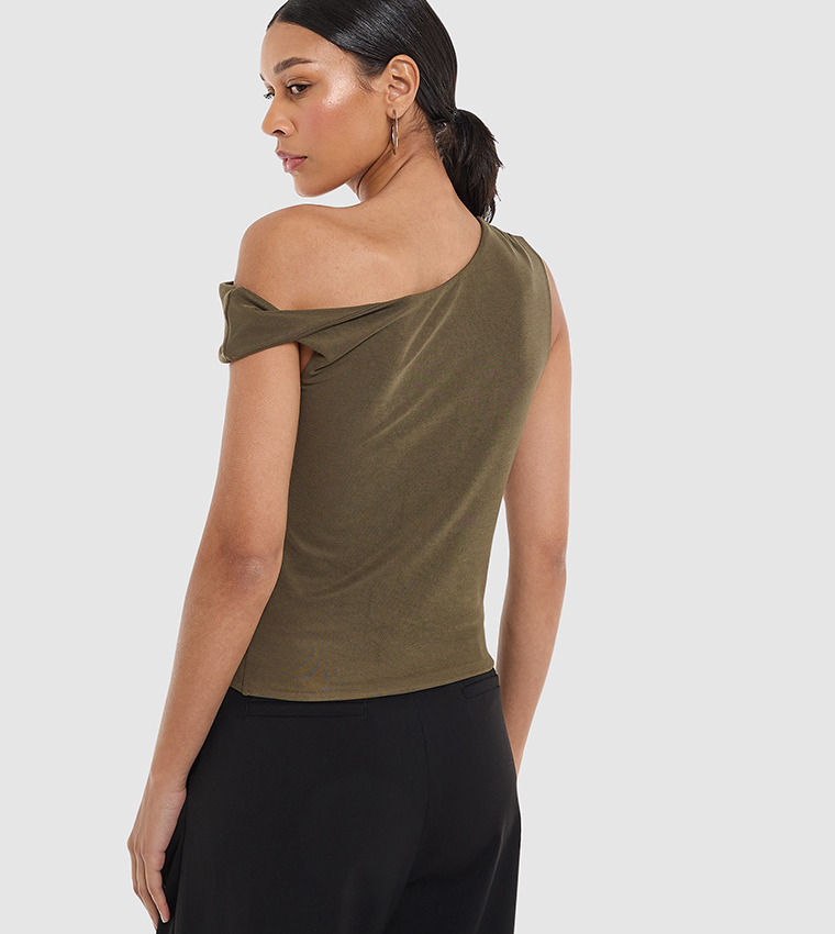 Draped Asymmetric Neck Top
