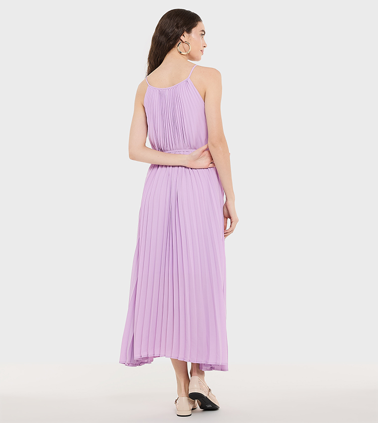 Pleated Strappy Maxi Dress