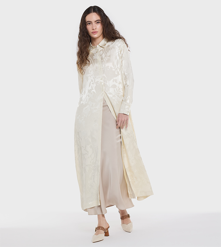 Jacquard Long Sleeves Shirt Dress