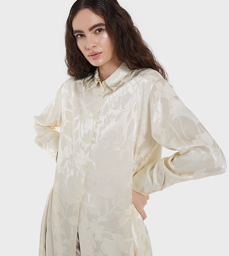 Jacquard Long Sleeves Shirt Dress