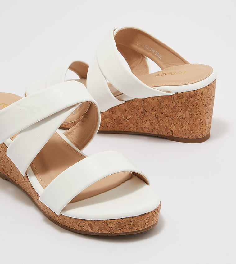 Buy DEEZEE CCC Open Toe Platform Wedge Sandals In White