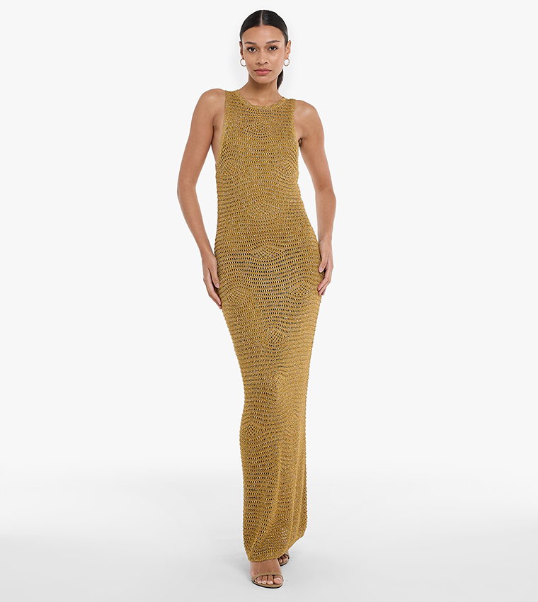 Crochet Sleeveless Maxi Dress