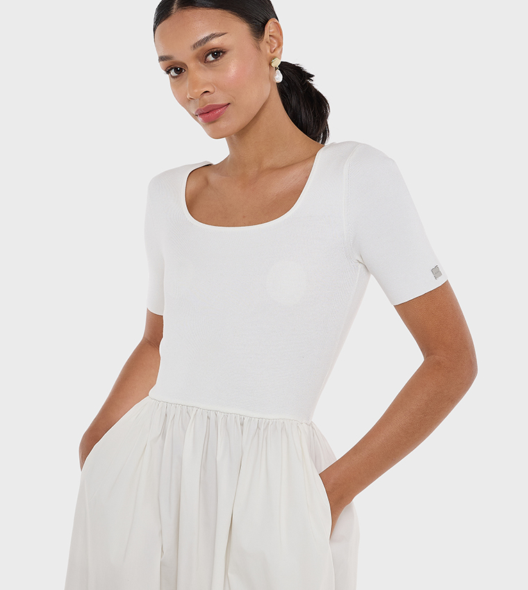 Solid Short Sleeves Maxi Dress
