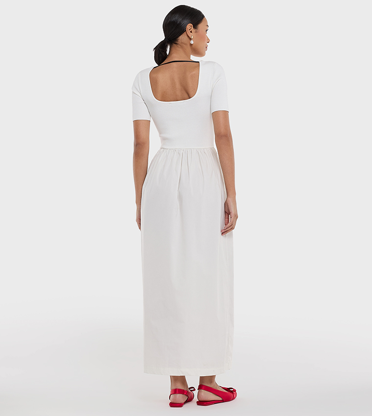 Solid Short Sleeves Maxi Dress