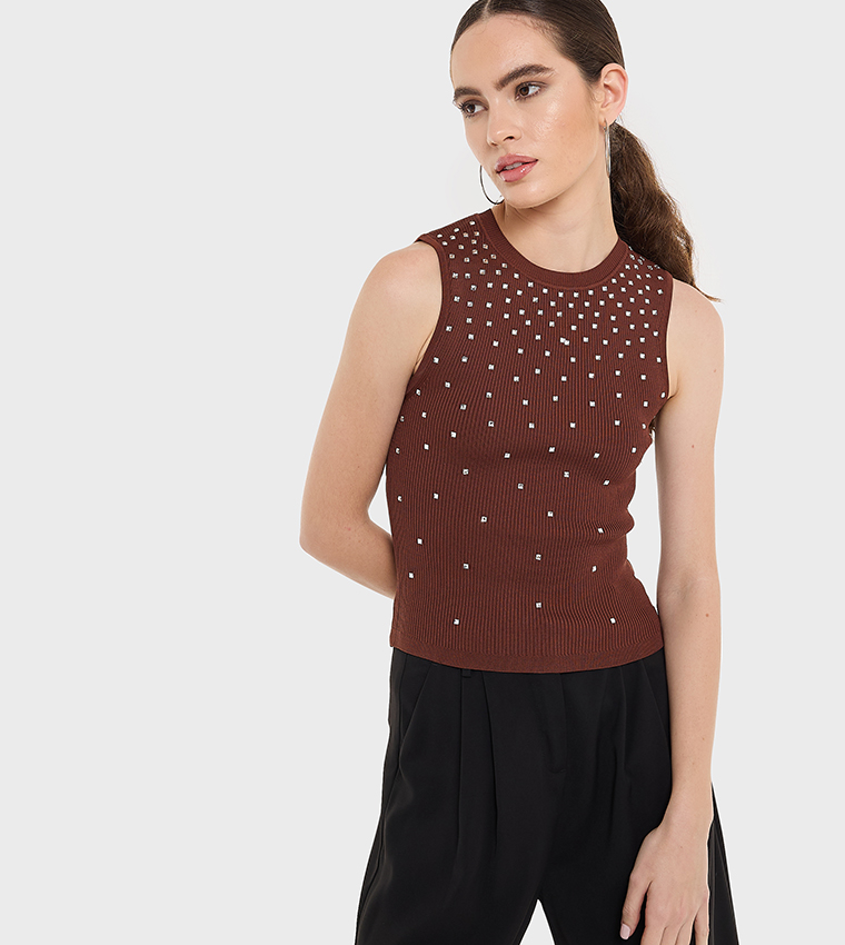 Embellished Sleeveless Top