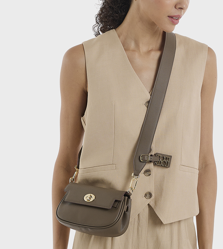 Textured Flap Crossbody Bag