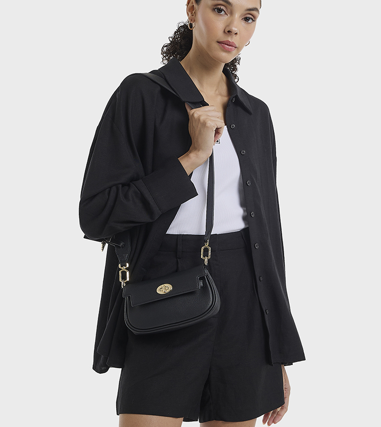 Textured Flap Crossbody Bag