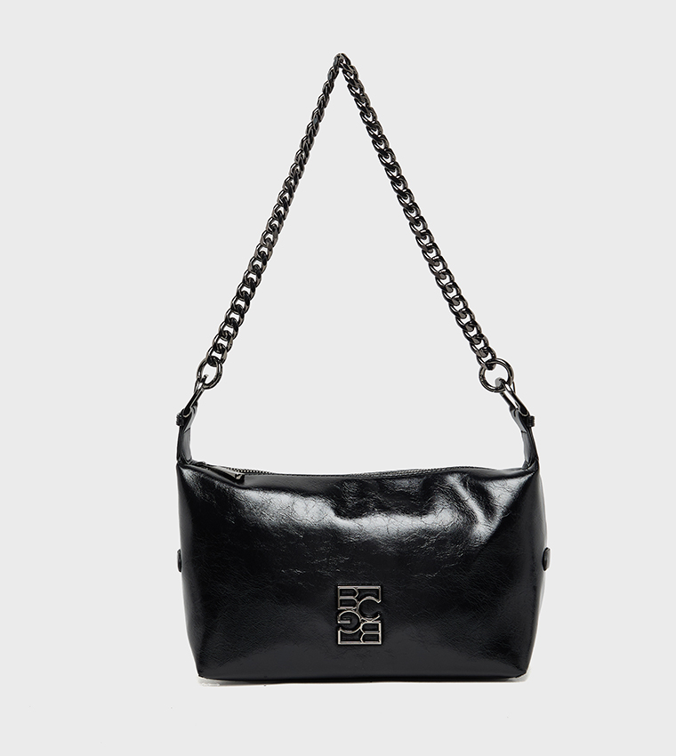 Textured Chain-Link Shoulder Bag