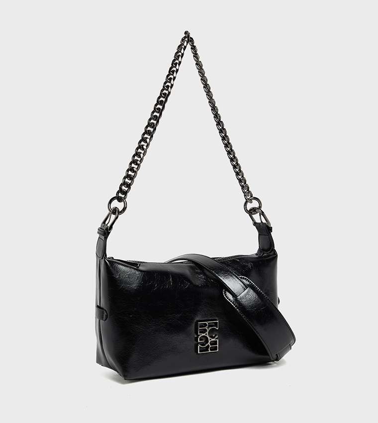 Textured Chain-Link Shoulder Bag