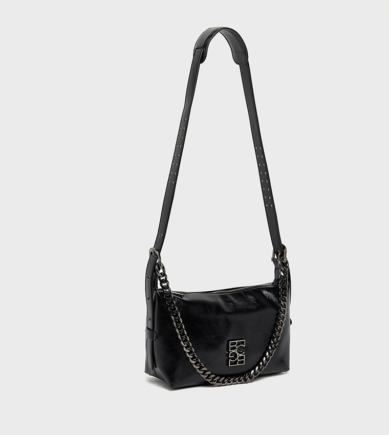 Textured Chain-Link Shoulder Bag