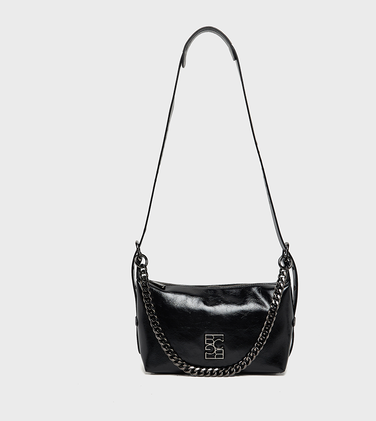 Textured Chain-Link Shoulder Bag