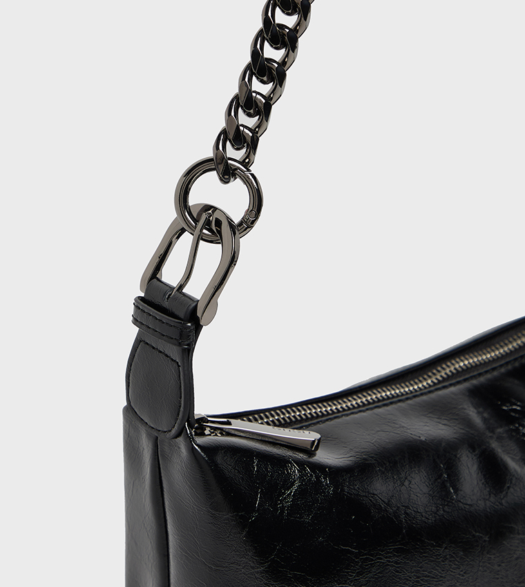 Textured Chain-Link Shoulder Bag