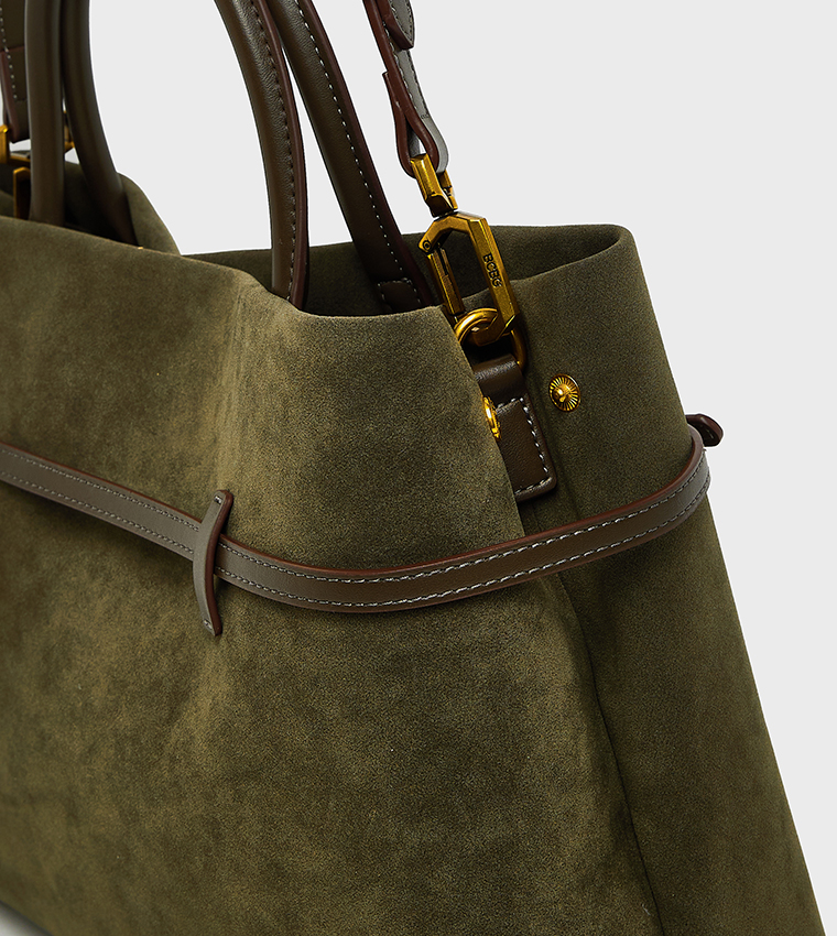 Suede Satchel Bag