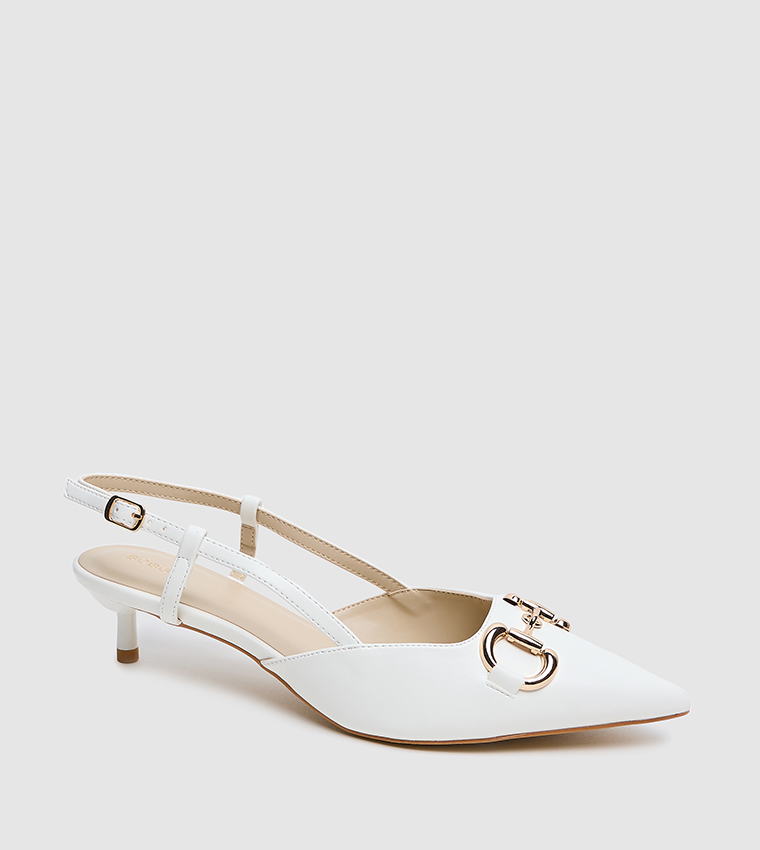 Metal Accent Slingback Pumps