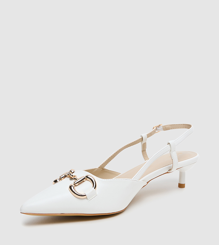 Metal Accent Slingback Pumps