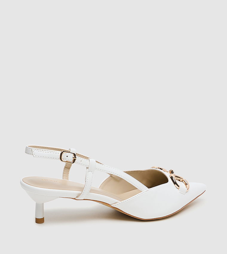 Metal Accent Slingback Pumps