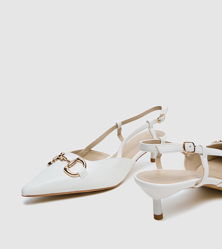 Metal Accent Slingback Pumps