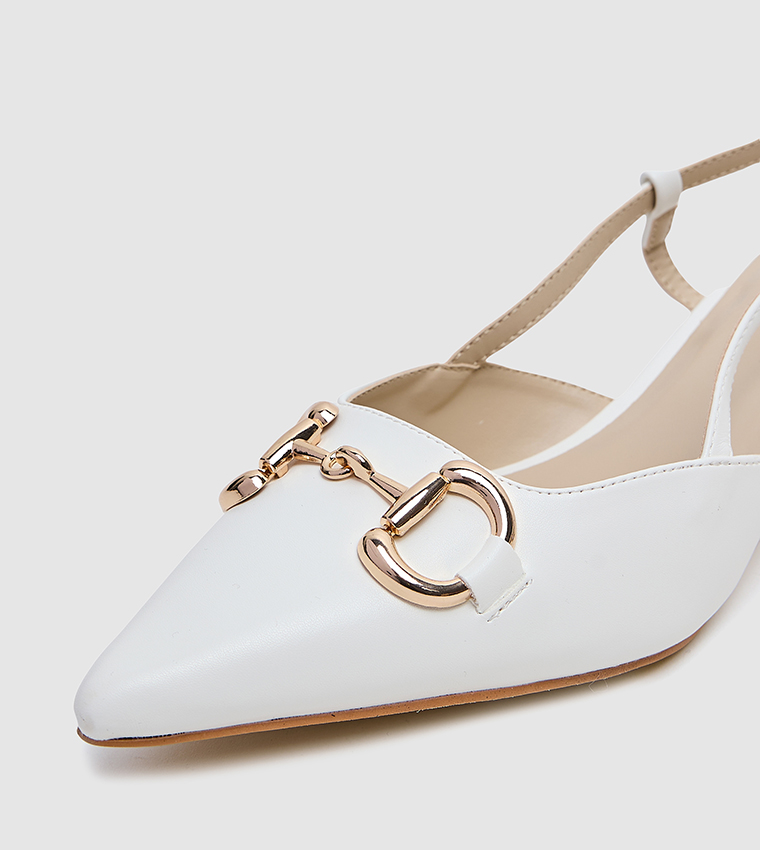 Metal Accent Slingback Pumps